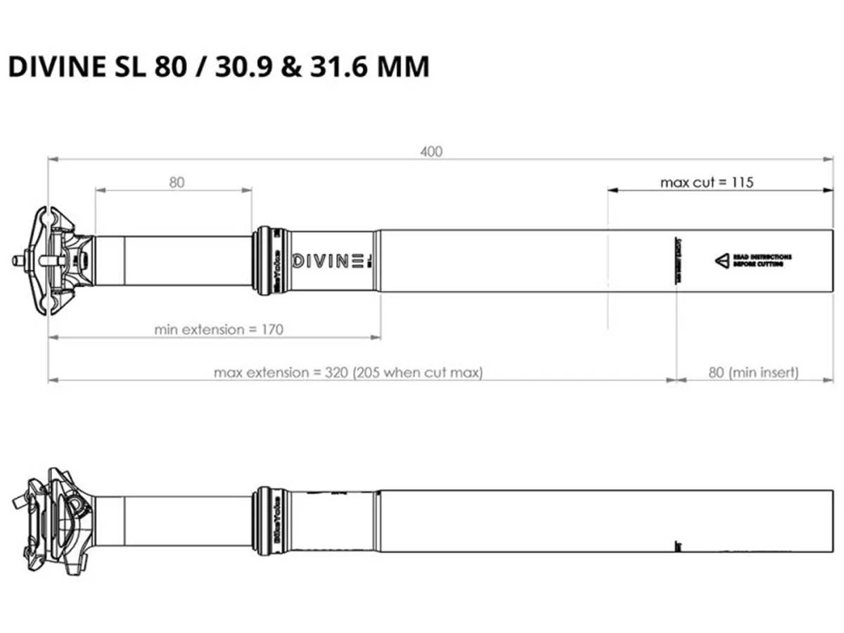 Vela de Asiento BikeYoke Divine SL 400mm 30.9mm 80mm (SIN REMOTE) - Imagen 4